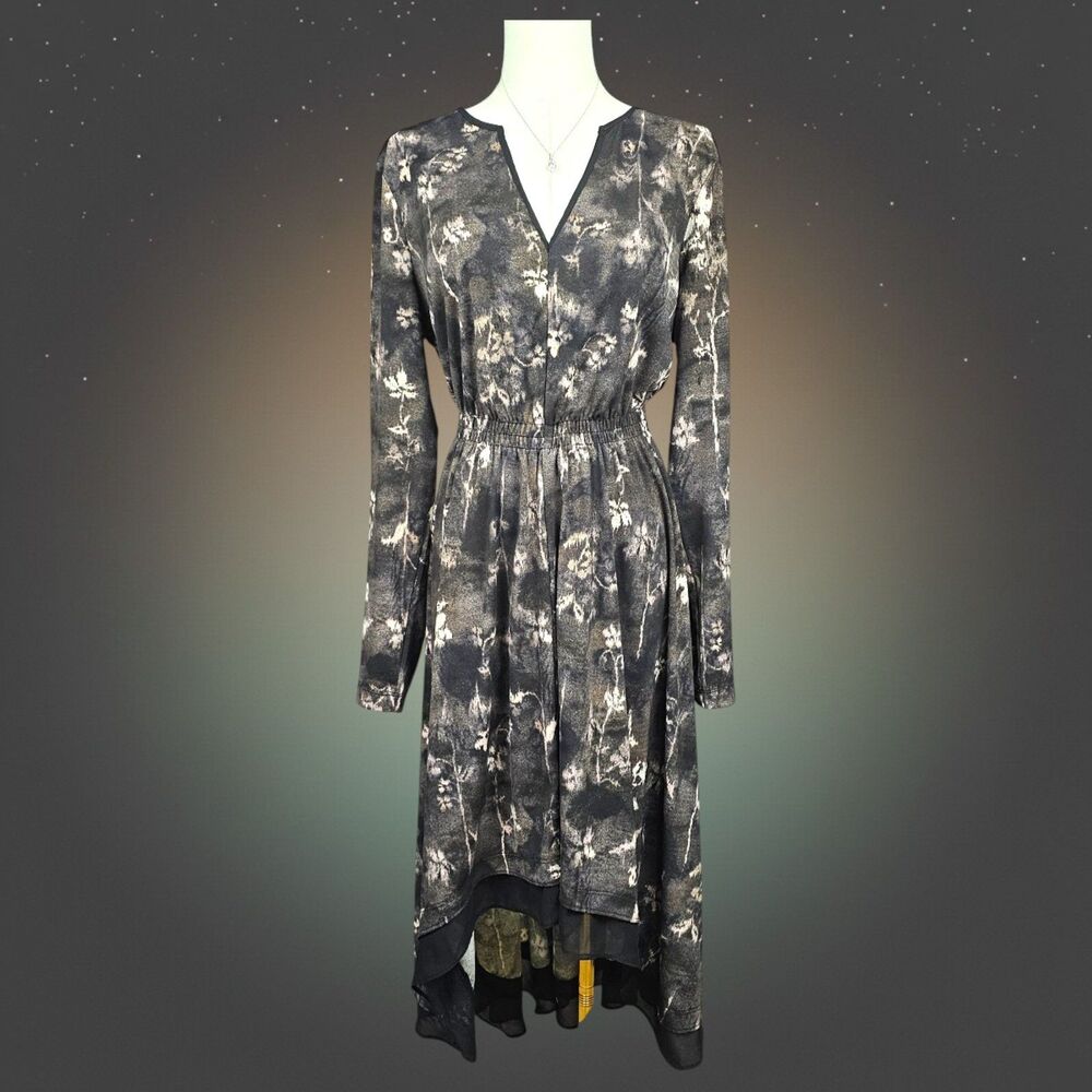 Simply Vera Wang Dark Academia Gothic High Low Midi Dress Medium Edgy Boho